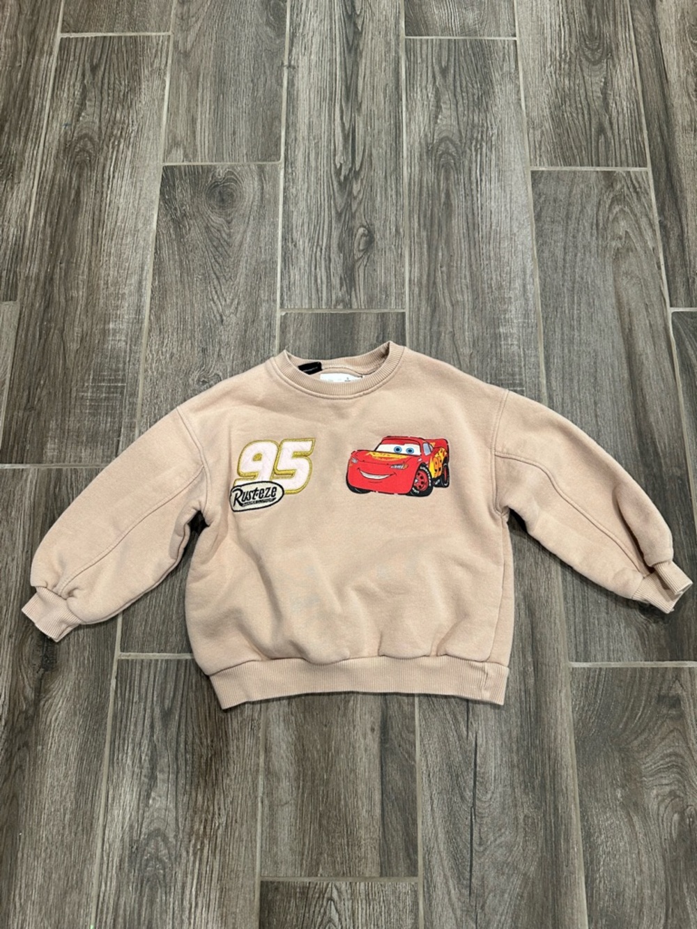 Zara Beige Kids Lightning McQueen Sweatshirt with Lightning McQueen 95 Patch